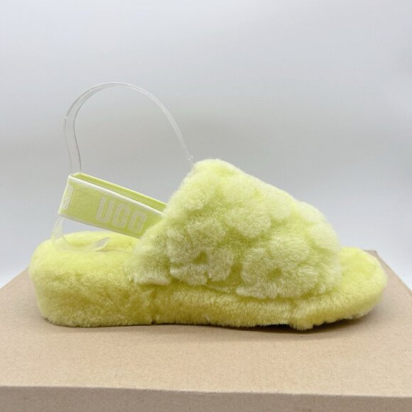 UGG Women's Fluff Yeah Slide Poppy Slipper Platform Pollen Yellow 1118459 US 6 - Picture 8 of 12